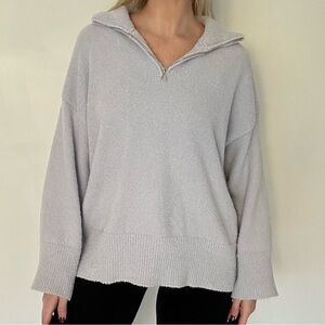 COLLARED PLUSH QUARTER ZIP | BABY BLUE